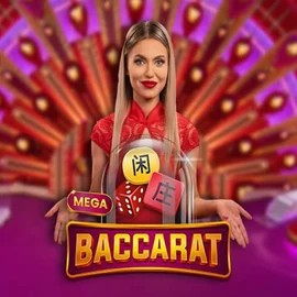 Mega Baccarat online game logo by Pragmatic Play on spinfin.eu.com